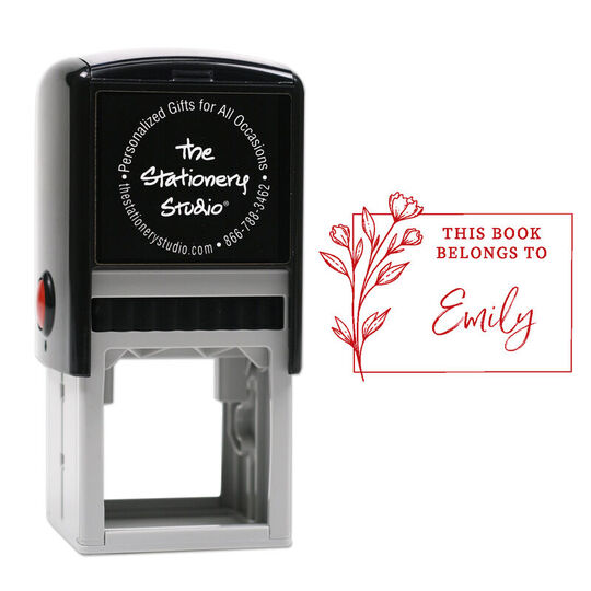 Floral Stem Self-Inking Book Stamp